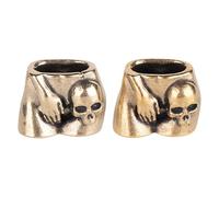 NOIAFZY 2pc Skull Brass Knife Beads Punk Charm - Funky Skull Keychain for EDC Outdoor DIY Paracord, Handmade Woven Lanyard, Pendant & Punk Bracelet Accessories