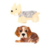 NOIAFZY 2pcs Charming Handmade Acrylic Dog Brooch Pins, Cute Cartoon Animal Lapel Badges for Women, Christmas Party Jewelry Accessories