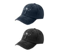 NOIAFZY 2pcs Dragonfly Print Baseball Cap Washed Distressed Casual Dad Hats Lightweight Breathable Sun Hat for Women Black