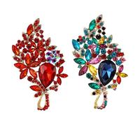 NOIAFZY 2pcs Elegant Flower Shaped Brooch - Shiny Rhinestone Lapel Pin for Dresses, Coats & Sweaters Corsage Accessories