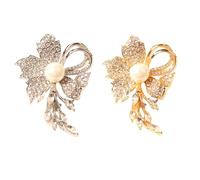 NOIAFZY 2PCS Elegant Luxury Faux Pearl Brooch Pin, Floral Design Zinc Alloy Fashion Accessory for Dresses, Suits & Cheongsams, Secure Clasp Closure
