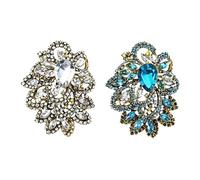 NOIAFZY 2pcs Elegant Rhinestone Lapel Pin - Sparkling Badge for Women's Dresses, Sweaters & Clothing Decorative Accessories