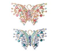 NOIAFZY 2PCS Luxury Rhinestone Butterfly Brooch Pins, Simplicity Elegant Accessories For Women's Clothing