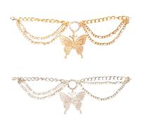 NOIAFZY 2PCS Multi-layered Large Butterfly Anklet in Punk Style for Ladies, Wedding Accessory Decor