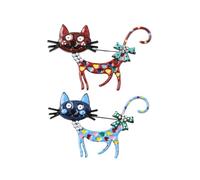 NOIAFZY 2Pcs Novelty Red Blue Cat Brooch Adorable Cat Shaped Brooch Pin Hand-Painted Enamel Badge for Brooch Pin Clothing Accessories, Zinc, zinc alloy