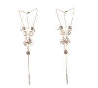 NOIAFZY 2PCS retro flower openwork carved water drop tassel beach anklet