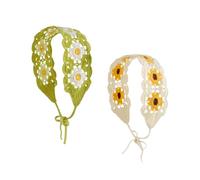 NOIAFZY 2Pcs Vibrant Boho Chic Crochet Hair Band Fashion Headbands with Floral Pattern Knitted Head