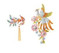 NOIAFZY 2pcs Vintage Peacock Brooch Pin with Rhinestone Embellishment - Elegant Dancer Design Irregular Shaped Fashion Accessory for Coats & Jackets