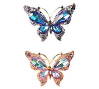 NOIAFZY 2PCS Vintage Style Butterfly Brooch Pin with Irregular Shape and Rhinestone Embellishments, Fashion Insect Lapel Pin Accessory for Women's Blazers and Outerwear