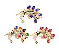 NOIAFZY 3-Pack Rhinestone Peacock Brooch - Exquisite Colorful Open-Screen Design Elegant Luxury Pin for Women's Coat, Cardigan, and Jacket Accessories