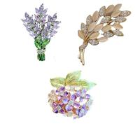 NOIAFZY 3pc Purple Hydrangea Brooch - Vintage-Elegant Floral Lapel Pin, Durable Fashion Accent for Clothing & Versatile Style Enhancement