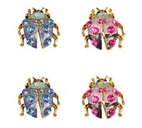 NOIAFZY 4 Pcs Chic Ladybug Brooch Pin Set - Sparkling Rhinestone Animal-Themed Fashion Accessories for Women, Crystal Scarf Clips for Weddings & Casual Attire, one-size-fits-all, Alloy Steel, no