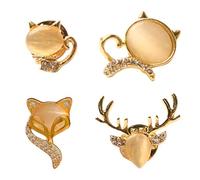 NOIAFZY 4 Pcs Kitten Tie Anti-Glare Brooch Buckles, Small Cat Bow Pins with Artificial Diamonds, Collar Pins for Fixing Clothing, Decorative Accessories for Women's Dresses