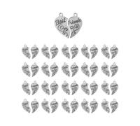 NOIAFZY 40pcs Silver Color Jigsaw Puzzle Piece Heart Charm Pendants - DIY Metal Bracelet Necklace Jewelry Findings with Interlocking Design for Friendship and Personalized Accessories