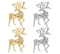 NOIAFZY 4Pcs Deer Shape Brooches - Elegant Alloy Badge Pins, Small Christmas-Themed Clothing Jewelry Accessories