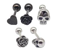 NOIAFZY 5PCS 1.6 * 16mm Punk Style Skull Tongue Ring 316L Stainless Steel Piercing Accessories