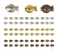 NOIAFZY 60pcs 10x7mm Silver Plated Fish Shaped Pendant Bead Frames for Jewelry Making - Versatile Spacer Beads with 1mm Hole