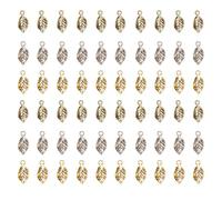 NOIAFZY 60pcs Vintage-Inspired Alloy Leaf-Shaped Pendants - DIY Jewelry Making Essentials with Hollow Texture, Retro Style for Necklace, Bracelet & Clothing Decor