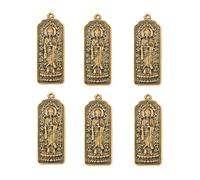 NOIAFZY 6Pcs Creative Brass Solid Buddha Tag Six-character Mantra Pendant Retro KeyChain Pendant For Men Women