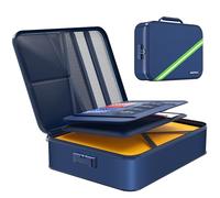 Noiposi 5200℉ Fireproof Document Box with Lock, 8 Layers Heat Insulated Fire proof Bags,Fireproof Documents Organiser Storage Case for A4 Files, Certificates, Passports, Cash, Contract(Blue)