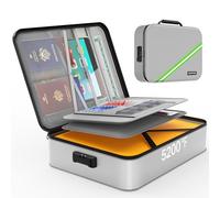 Noiposi 5200℉ Fireproof Document Box with Lock, 8 Layers Heat Insulated Fire proof Bags,Fireproof Documents Organiser Storage Case for A4 Files, Certificates, Passports, Cash, Contract(Silver)