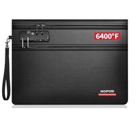 Noiposi 6400℉ Fireproof Document Bag with Lock,Dual-Zip Compartments Fireproof Money Bag for Cash and Documents,12 Layers Heat Insulated Fireproof Pouch with Zipper,Protects Important Papers,Valuables