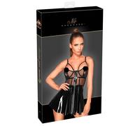 Noir - Black Patent Dress with Mesh Insets - XL