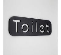 NOIR.DESIGN® Black Toilet Sign - Self-Adhesive Unisex Restroom Door Plaque for Home, Office & Hotels (Black 'Toilet' Word)