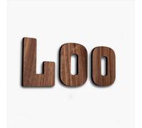 NOIR.DESIGN Loo Sign Decorative Walnut Toilet Door Sign Word 21 x 7.6cm Adhesive Tabs Doors Walls - Restroom Plaque Home Bathroom Office Hotels Pubs Lavatory Shabby Chic Home Decor