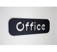 NOIR.DESIGN Office Sign, Black Acrylic with Stone Texture, 15 x 5 cm, Self-Adhesive Wall Mount
