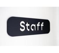 NOIR.DESIGN Staff Sign, Black Acrylic with Stone Texture, 15 x 5 cm, Self-Adhesive Wall/Door Mount