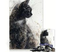 Noir Feline Elegance 1000 Piece Jigsaw Puzzles for Adults Jigsaw Smart Game Together Fun Image Assembly Seasonal Gift (50x75cm)