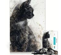 Noir Feline Elegance 1000 Piece Jigsaw Puzzles for Adults Jigsaw Smart Game Together Fun Image Assembly Seasonal Gift (50x75cm)