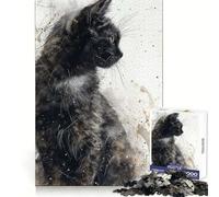 Noir Feline Elegance 1000 Piece Jigsaw Puzzles for Teenagers Jigsaw Smart Game Warm Time Image Assembly Lovely Gift (38x52cm)