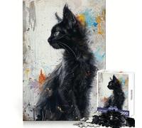 Noir Feline Elegance Jigsaw Puzzles1000 Pieces Mind Skill Toy Soothing Play Precision Cut Art Collection Piece (38x52cm)