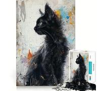 Noir Feline Elegance Jigsaw Puzzles1000 Pieces Mind Skill Toy Soothing Play Precision Cut Art Collection Piece (38x52cm)