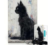 Noir Feline Grace 1000 Pieces Jigsaws Adults Puzzles Gifts Think Game Leisure Fun Quality Edge Lovely Present (38x26cm)