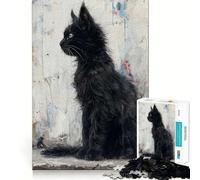 Noir Feline Grace Jigsaw Puzzle for Teenagers 1000 Pieces Memory Boost Indoor Play Image Assembly (50x75cm)