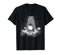 Noir Frog Detective in Fedora Hat Amphibian Art Value Graphic T-Shirt