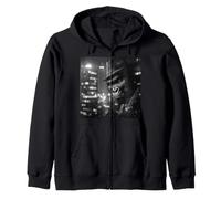 Noir Gorilla Detective Fedora City Skyline Ape Zip Hoodie