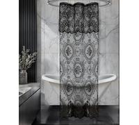 NOIR GOTHIC DECOR Gothic Shower Curtain with Black Valance. 36 Inch Stall Shower Curtain for Goth Bathroom Decor. Vintage Goth Bathroom Curtain for Perfect Gothic Decor. SH Black 36