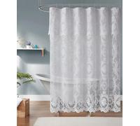 NOIR Gothic Shower Curtain with White Valance. 84 Inch Perfect for Goth Bathroom Decor. Goth, White Vintage Shower Curtain. SH White-White 84