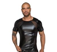 Noir Handmade - Men's T-shirt made of Powerwetlook with 3D mesh black - S-3XL