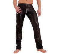 Noir Handmade - Sassy Long Shiny Wetlook Zip Pants Black - XS-3XL