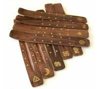 Noir Ink Handmade Wooden Incense Stick Holder Burner with Hand Painted Pattern/Ash Catcher for Incense Sticks and Joss Sticks/Great Gift for Any Occasion size 26cm (wooden)