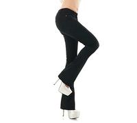 Noir Triple XXX Women's Bootcut Jeans mid Waist Stretch Pants Black UK 4-14 (UK 6)