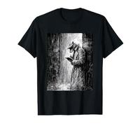 Noir Wolf Detective Writing in Rain Alley Value Graphic T-Shirt