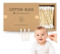 NoirBotanica Eco-Friendly Bamboo Cotton Buds, 200 White Biodegradable Cotton Swabs, Plastic-Free Ear Buds for Beauty, Makeup, Cleaning & Personal Care