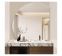 NOIRDA Half Circle Bathroom Mirror, Unbreakable Frameless Wall Mount Vanity Mirror, DIY Shaped Glass Mirror For Bedroom Living Room Entryway Home Decor(Right cut,80cm/31.5in)