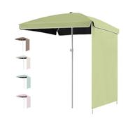 NOIRDA Outdoor Parasol With Sunshade Curtain, 160x160cm 200x200cm Rectangular Camping Umbrella,for Garden, Patio, Beach, Market Table, Lawn, Pool(Green,200cm/f6.5)